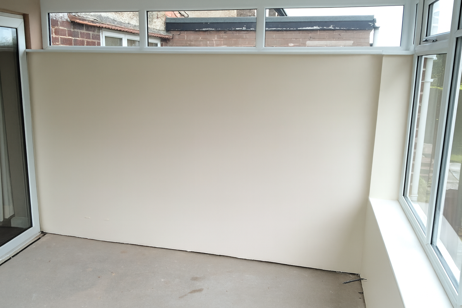 interior view of insulated conservatory house wall