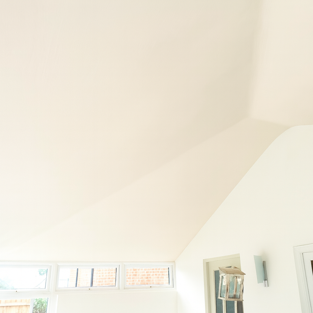 large conservatory ceiling insulated and plastered to a high standard